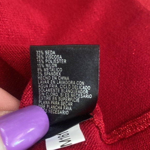 Alex Marie red metallic V-neck sweater cardigan with gold buttons. Size XL - Picture 11 of 12